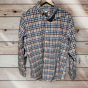 L.L. Bean Plaid Button Front Shirt Size Large